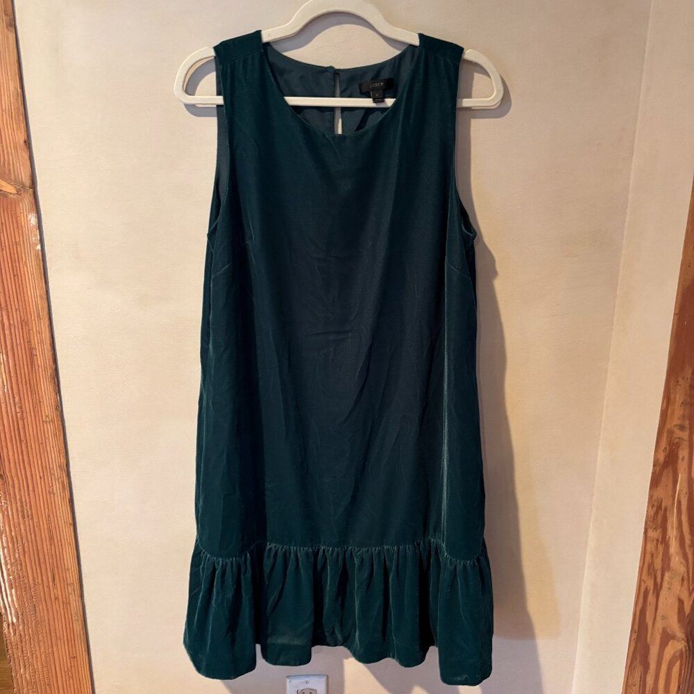 J. Crew Velvet Dark Green Dress